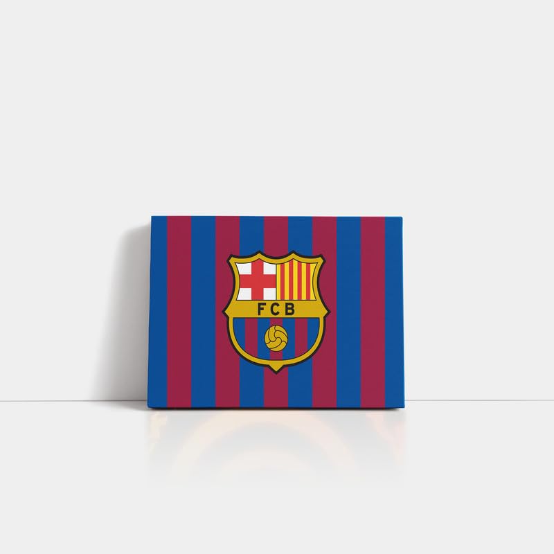 LAMRON FC Barcelona HQ Flag Wall Decoration Art Framed Poster, 20 Inch x 30 Inch, Printed on Canvas with Wooden Frame FB0105