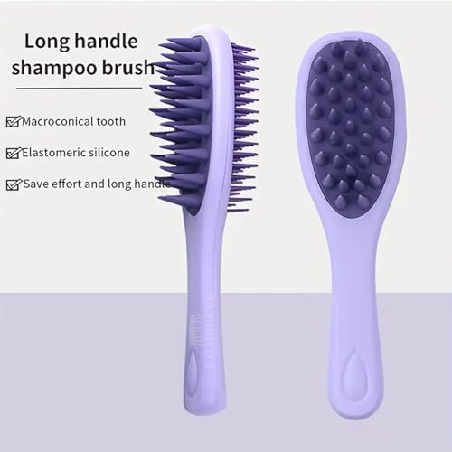 Image of COMBELLE Long Handle Silicone Shampoo Brush - Soft Bristle Scalp Massager & Hair Comb for Men, Women & Kids | Anti-Dandruff & Hair Growth