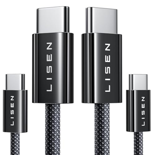 LISEN 240W Schnellladekabel USB C auf USB C Kabel 1M+2M [2-Stück] für iPhone 17 Pro Ladekabel USB C,PD3.1 Nylon für iPhone 16/15 Pro Max,iPad Air/Pro,MacBook Air/Pro,Samsung...