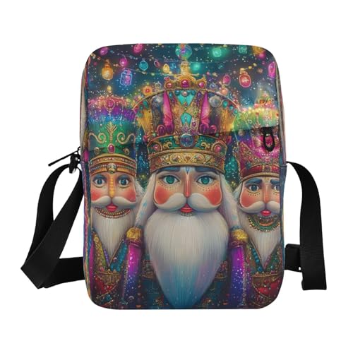 Crossbody Bag Three Christmas Nutcracker Messenger Bag for Women Men Purse Shoulder Bag Satchel Bag with Adjustable Strap 214B9134
