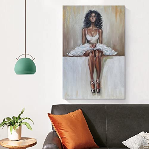 Bludug Dance Studio Wall Art Poster African American Ballerina Painting Poster Canvas Painting Wall Art Poster For Bedroom Living Room Decor20X30Inch(50X75Cm) #TOP3