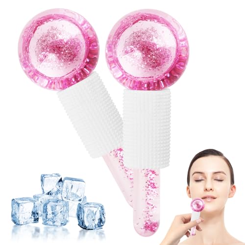 GeeRic 2 Un Rodillo Facial Ice Globes,Masaje de Hielo Bola,Bola de Belleza de Hielo Facial, Masajeadores Faciales Para Piel Fría,Educe la Hinchazón y Las Ojeras, Para Rutina Aprieta La Piel Blanco
