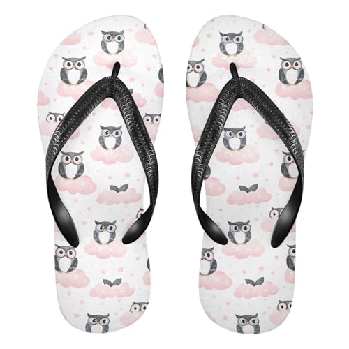 Owl Cloud Flip Flop Sandal for Women Men, Casual Beach Slippers Indoor Outdoor XS