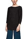 pullover glitzer wolle mit Struktur Q/S by s.Oliver Damen Glitzer-Pullover mit Rippstruktur black melange XS