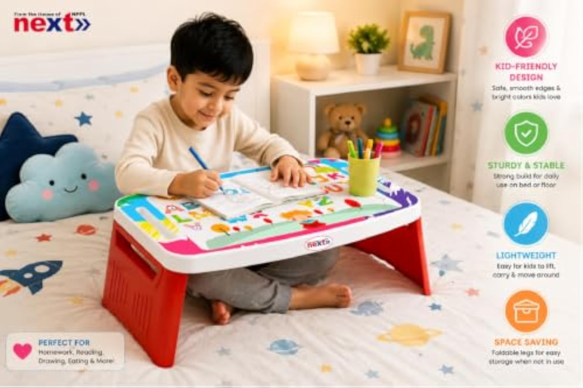 Kids Study Table for Children, Educational Number Learning Printed Plastic Desk
