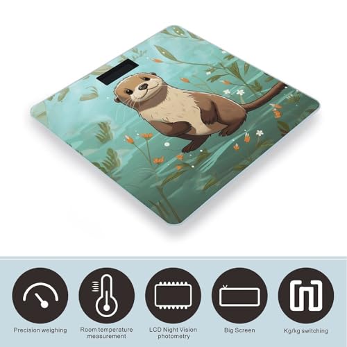 Báscula Digital Cartoon Cute Otter de Vidrio Templado miniatura 3