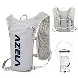 TRIWONDER ランニング リュック ランリュック 超軽量 ハイドレーションベスト 反射素材 通気性 緊急用ホイッスル付 トレラン ザック 箱根駅伝 マラソン ジョギング バッグ 自転車対応 (グレー - 1.5L給水袋付, ワンサイズ)