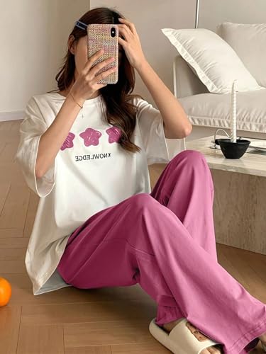 Image of Lymio Womens Korean Night Dress | Full Pyjama Set | Korean Nightsuit | Women Nightwear |Round Neck Full Sleeve Nightsuit | Loungewear | Everyday Nightdress (W-ND-6)