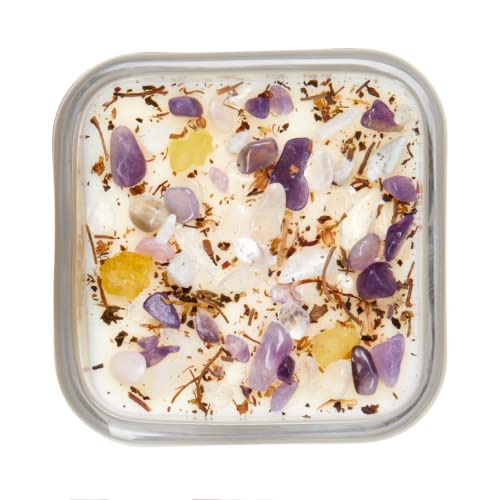 Crown Chakra Candle By New Moon Beginnings - Chakra Candles - Dried Flower, Herb, & Crystal Candles - Aromatherapy Candles - Soy Candle - 7.5Oz Glass Jar #TOP1