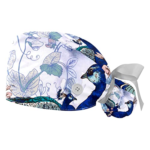Casquettes de travail ajustables JDEZ anti-transpiration à motif paon