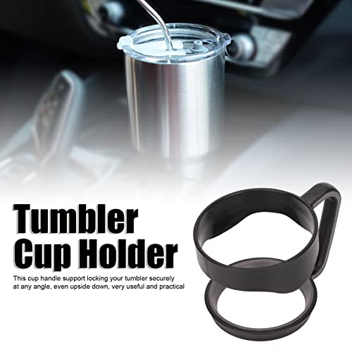 Tumbler Cup Handle, Silicone + Rubber Travel Mug Holder 2 Circle Non Slip for Car Cup Tumbler Travel Mug Holders 30Oz (black) - Image 4