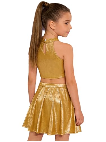 Traje disco metálico de alta calidad para competiciones infantiles 2