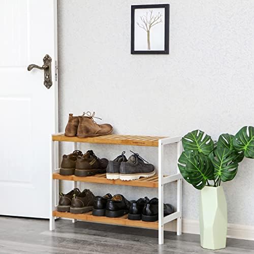 SONGMICS 3-Tier Bamboo Shoe Rack, Stand Organizer, Storage Shelf, 70 x 26 x 55 cm (W x D x H), ideal for Hallway, Bathroom, Living Room, bedroom and Corridor LBS03H