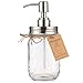 Dispensador de jabón Plomkeest de 16 oz Mason Jar de Vidrio Transparente dispensador de jabón con Bomba de Acero Inoxidable a Prueba de óxido, dispensador de jabón líquido para baño