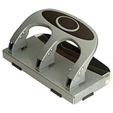 Officemate Deluxe 3-Hole Punch, Heavy Duty, with Chip Drawer, 45 Sheet Capacity (90100), Silver/Navy