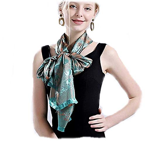 Thai Green Gold Silk 100% Made From Thailand Elephant Soft Scarf Shawl Wrap Women Handmade Gift Souvenir Length 72 Inches
