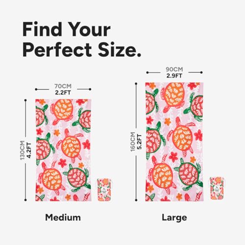 Dock & Bay Beach Towel - Quick Dry, Sand Free - Compact, Lightweight - 100% Recycled - Includes Bag - Turtley Tropical, Medium (130x70cm, 51x27)