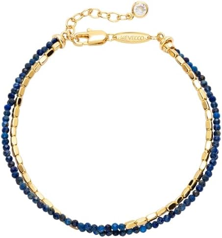 MEVECCO Bead Bracelet for Women Layered Stone Mixed Bracelets 18K Gold Plated Handmade Custom Beaded Charm Chain Bracelet Stack Jewelry Gifts