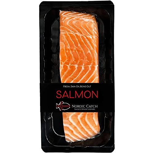 Nordic Catch, Freshly Packed Salmon Fillet from Iceland - Never Frozen, Sustainably Sourced, Air-Tight Sealed - Protein & Omega 3 Rich, Icelandic Salmon - 11 Ounces