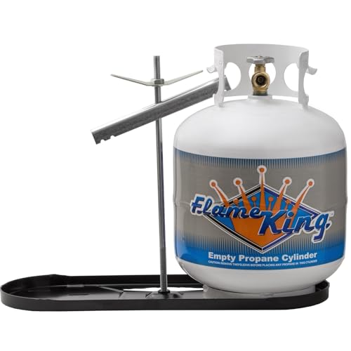 Flame King 20LB Steel Propane Tank with Type 1 OPD (Overflow Protection Device Valve) + Dual Propane Tank Rack