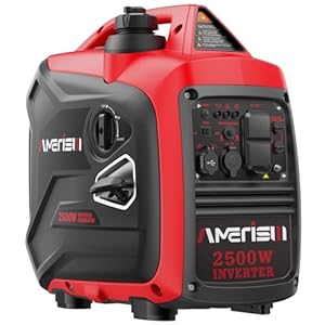 AMERISUN Inverter-Generator, 2500 W, tragbarer Gasgenerator mit CO-Sensor, geeignet für Parallel, lange Betriebszeit für Camping, Heckklappe und Einsatz