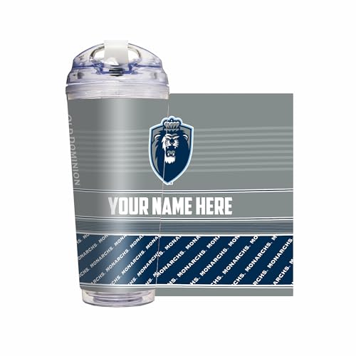 Rico Industries NCAA Old Dominion Monarchs Standard 24oz Personalized Tumbler W/Hinged Lid - Team Colored Travel Tumbler - Keeps Drinks Cold or Hot