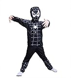  Unbekannt Halloween Karneval Spinnen Netz Anzug Kostüm Spiderman Kinder Schwarz (9-10 Jahre)