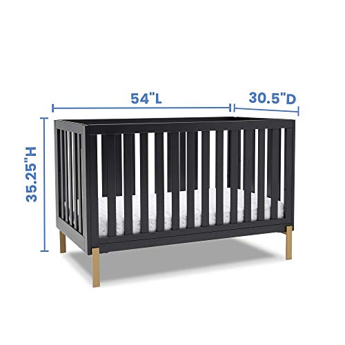 Delta Children Hendrix 4-In-1 Convertible Crib, Greenguard Gold Certified, Midnight Grey/Bronze #TOP6