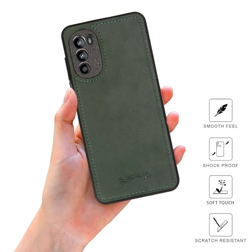 Image of SPRIG Compatible with Moto G52 4G Premium PrimeMatte (Matte Leather TPU) Back Cover Drop Tested Shock Proof Mobile Case for Men, Women, Boys and Girls with Camera Protection (Green)