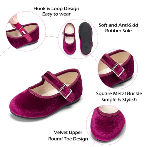 Image of PHIRAMIN Toddler Flower Girl Glitter Dress Shoes Little Girl Ballet Flats Bow Wedding Party