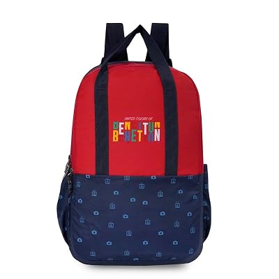 UNITED COLORS OF BENETTON Fermo Unisex 13L Casual 3 Compartment School Backpack - Red+Navy