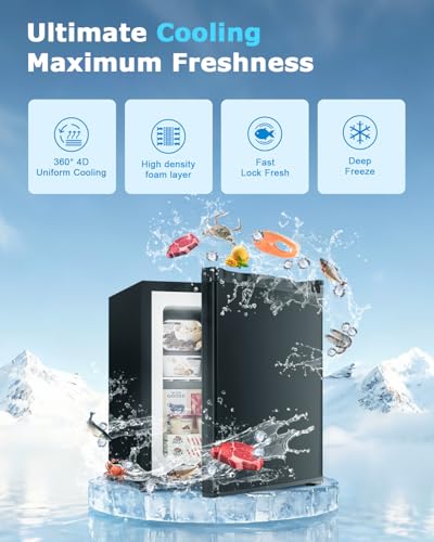 Image of Feelfunn 1.1 Cu.ft Mini Freezer, Small Upright Freezer, Black