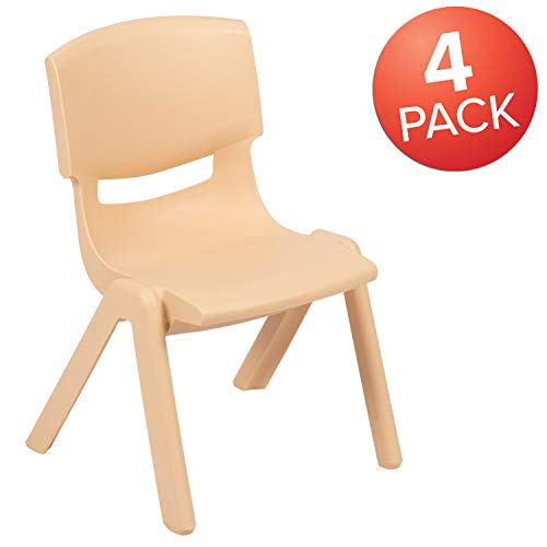 Image of Flash Furniture Whitney 4 Pack Natural Plastic Stackable School Chair with 10.5 inch Seat Height
