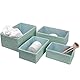 La Jolíe Muse Aufbewahrungskörbe Set 4 – Flechtkorb Papierbehälter zur Aufbewahrung, Makeup-Boxen für Schrank Bad Schlafzimmer Wohnzimmer Grün