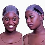 Lace Wig Grip Cap for Glueless Wig 4x5 Transparent Lace Reusable Wig Caps, Wig Grip Band for Lace Front Wigs to Keep Wigs in Place, Adjustable Wig Cap with Grip Band Non Slip Cap for Women (Brown)