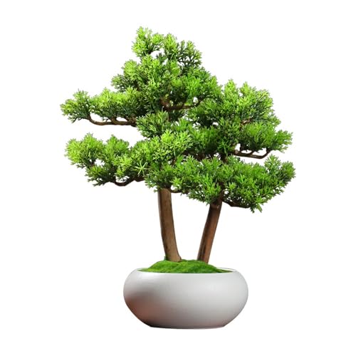 DFHS46JK Planta Artificial Adornos de árbol bonsái Artificiales de Feng Shui Chino for Oficina, Escritorio, paisajismo, Plantas Verdes Falsas Decorativas Planta en Maceta(Blanco)
