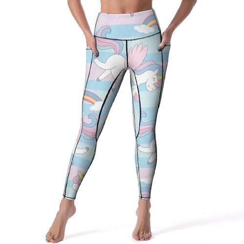 Pantalon de yoga licorne rouge et bleue contre les leggings qui glissent