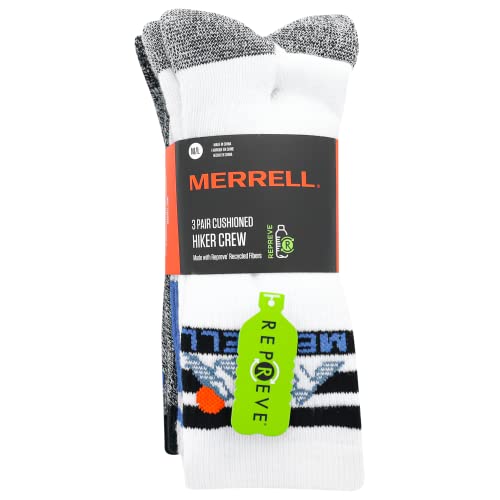 Image of Merrell Men's and Women's Wool Everyday Hiking Socks - 3 Pair Pack - Cushion Arch Support & Moisture Wicking