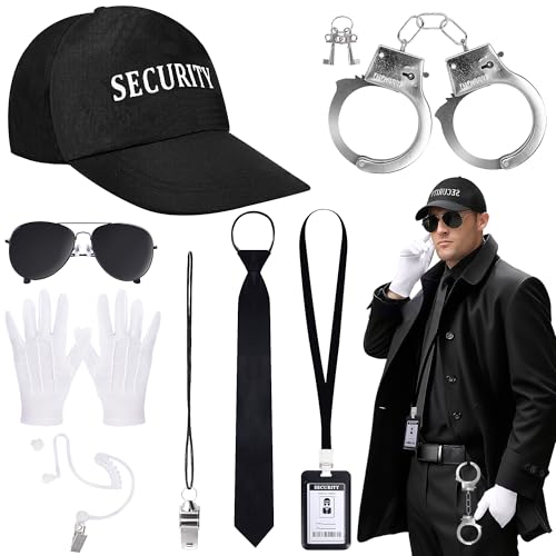 8 Pcs Halloween Agent Costume Accessories, Secret Service Outfit Set