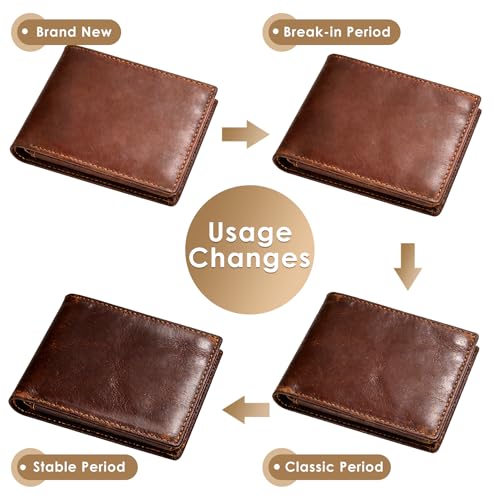 GSOIAX Crazy Horse Leather Bifold Wallet