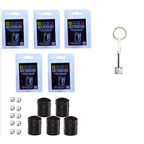 geo-versand 5X magnetischer Nano SCHWARZ +10 Logstreifen +Aufroller Versteck Geocaching D5