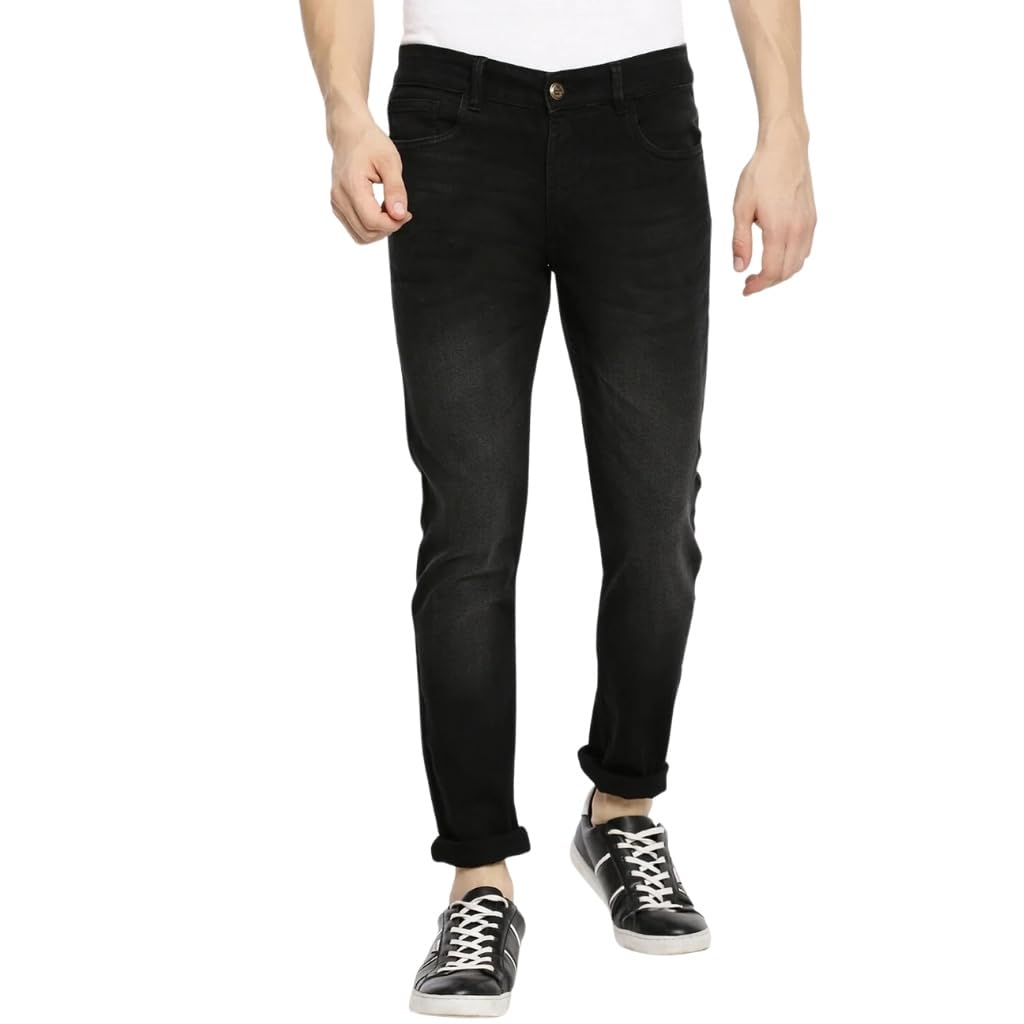 Men's Slim Fit Mid Rise Solid Mid-Rise Jeans