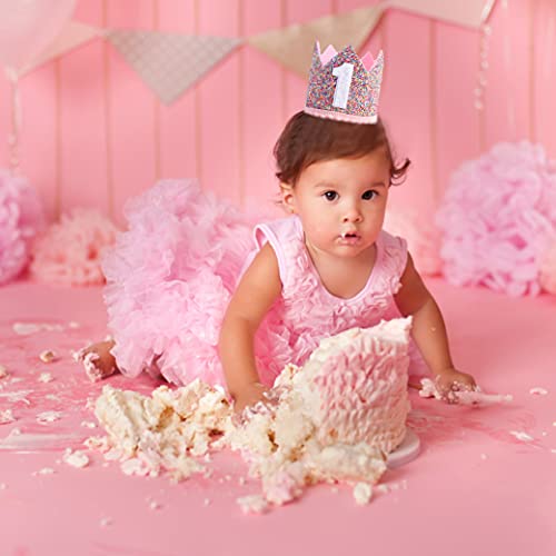 Rainbow Crown - 1st Birthday Party Glitter Crown, Baby Photo Props, Little Girls Hair Accessories