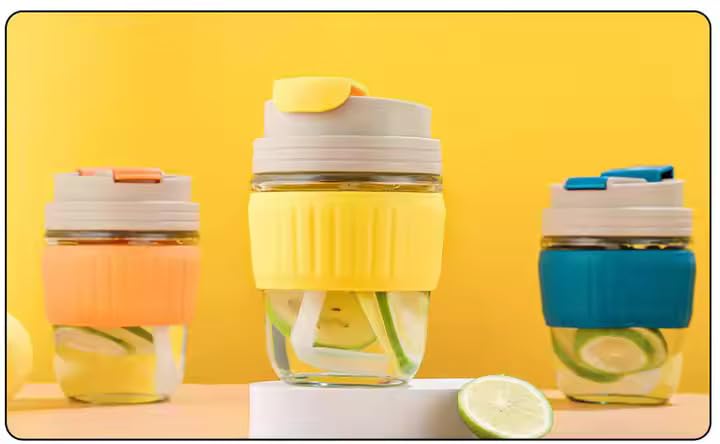 Image of Coffee Mug with Straw & Lid - Multipurpose Mason Jar Style Can Sipper for Green Tea, Milk, Juice, Smoothies & More - Reusable Drinking Cup for Home & Office (Glass Water Bottle 1)