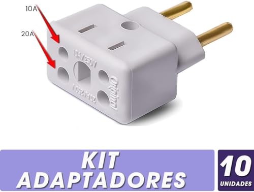 Kit com 10 Adaptadores Tomada Bob Esponja Benjamin 10A 20A Adaptador Plug Pino Grosso 250v - Plugue