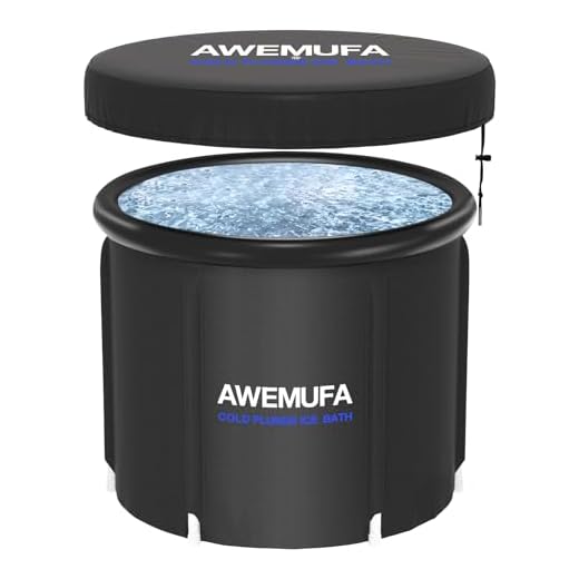 AWEMUFA Inflatable Ice Bath Tub for Athletes Multiple Layered 90 Gallons Cold Plunge Tub with Lid for Adults Freestanding Bath Barrel for Recovery