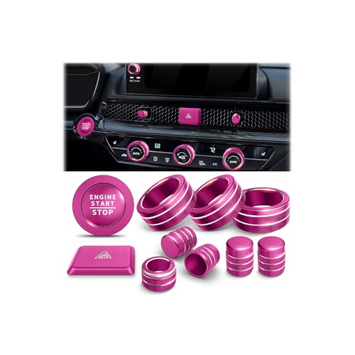 Polodunn for Honda Civic 2022-2026 Accessories, CRV 2023-2026 & Acura Ingetra 2023-2026 (Fit 9" Screen/ 1 Audio Knob), 11pcs Knob Cover Kit - Hazard Light, Push Start, Audio, AC & Air Vent (Rose Red)