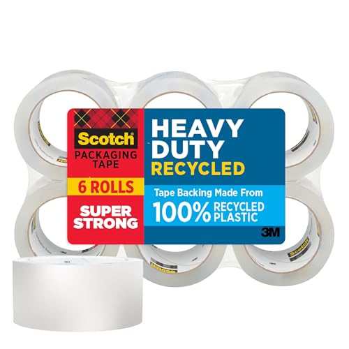 Scotch Heavy Duty Recycled Packaging Tape, Shipping and Packing Tape, 1.88 in x 54.6 yd, 6-Pack