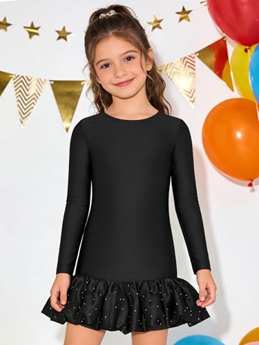 Robe de danse filles extensible coupe bodycon et manches longues