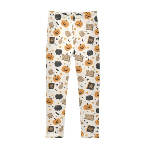 Girls' Athletic Leggings Ankle Length Yoga Dance Pants Kids Teen 4T Pumpkin Magic